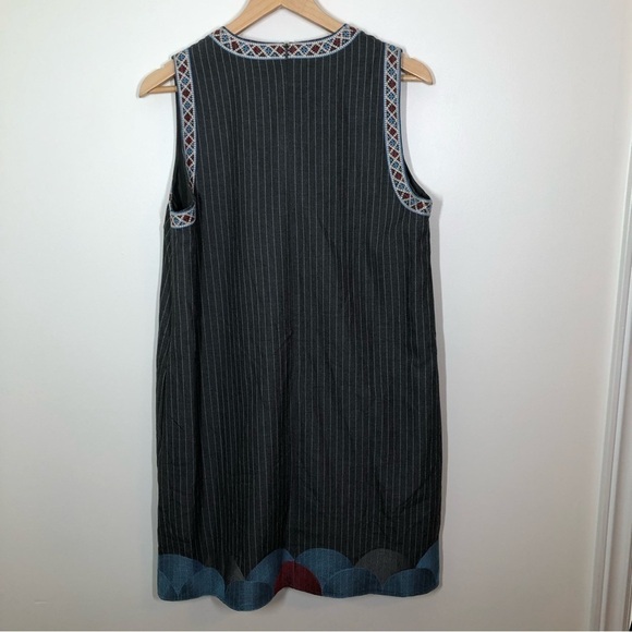 FOXIEDOX Yumiko Embroidered Shift Dress in Gray Multi Size 8 - Picture 9 of 9